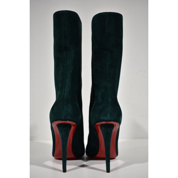 Christian Louboutin Astrilarge Booty 100 Vosges Green Suede Mid Heel Boot 40 - Picture 11 of 12